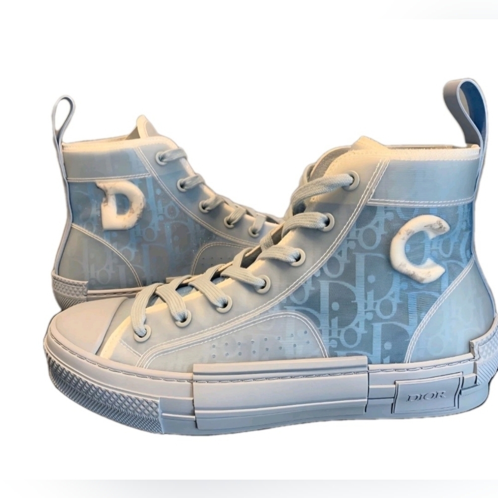 Dior x Daniel Arsham B23 High-Top Sneakers Oblique Light Blue Size 46 / US 12.5 - Picture 4 of 16
